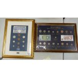 Two Framed British Currency Sets: