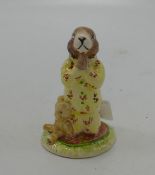 Royal Doulton bunnykins figure Bedtime: painted in different colours with not for sale back stamp.