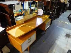 Mid Century teak G-Plan dressing table with adjustable mirror above drawers