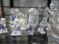 Quantity of mostly Nymphenburg white glazed china to incl. Lions, Figures etc - 10 pieces