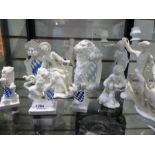 Quantity of mostly Nymphenburg white glazed china to incl. Lions, Figures etc - 10 pieces