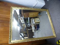 Large gilt framed rectangular bevelled wall mirror
