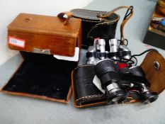 Vintage leather cased miniature Carl Zeiss binoculars, Teletur 300300, Asahi Pentax pair No. 302624