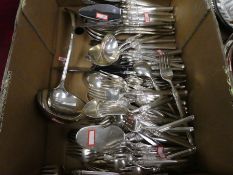 Box of mixed silver plated cutlery mostly decretive sets by Frigast Denmark