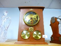 Vintage wooden cased brass faced mantle clock, the movement marked SM&Co 1939 AM. inset with two bar