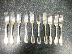 10 Dinner forks all the same design, Hallmarked GA - George William Adams, London 1841, each fork we