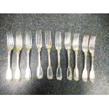 10 Dinner forks all the same design, Hallmarked GA - George William Adams, London 1841, each fork we