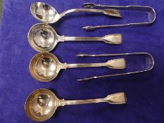 4 Silver ladles, all the same design, Hallmarked GA - George William Adams, London 1841, each weighi