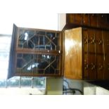 Victorian mahogany bureau bookcase with glazed top over fitter interior and 7 drawers on bracket sup