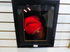 Framed and glazed Michael Schumacher Cap, 6 Times World Champion