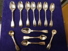 Set of 8 teaspoons all the same design, Hallmarked GA - George William Adams, London 1841, each weig
