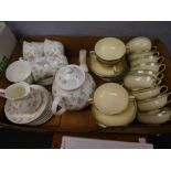 Approx 23 pieces of Wedgwood 'Rosehip' design teaware and 26 pieces of Minton 'Portland' design soup