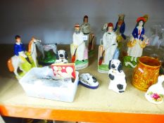 Quantity of 19th Century Staffordshire flat back figures etc, approx 14