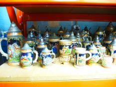 Large collection of German pottery steins etc
