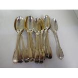 13 Silver spoons all the same design, Hallmarked GA - George William Adams, London 1841, each spoon