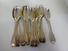 13 Silver spoons all the same design, Hallmarked GA - George William Adams, London 1841, each spoon