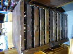 Vintage pine apple crate store with 10 pull out crate drawers