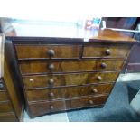 Large mahogany chest of 2 short over 4 long drawers on bracket supports