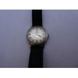 Vintage gents Omega 'Geneve' automatic wristwatch on black leather strap