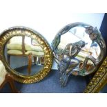 4 Various decretive wall mirrors - one with applied decoration of a female figure etc