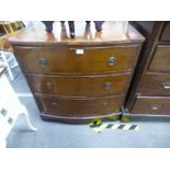 Mahogany bow fronted chest of 3 long drawers