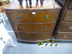 Mahogany bow fronted chest of 3 long drawers