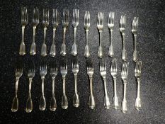 22 Silver forks, all the same design, Hallmarked GA - George William Adams, London 1841, each fork w