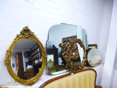 Collection of various wall mirrors to incl. hand painted oval hall mirror, French style examples -5