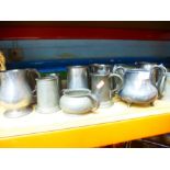 Collection of pewter tankards mostly English but incl. Etain and PVH. there is a twin handled pewter