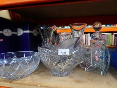 Quantity of good quality crystal vases etc to incl. Royal Albert decanter and tumblers, Royal Doulto