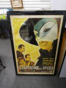 Vintage framed and glazed advertising poster 'Ill Fantasma Dell Opera'