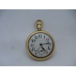 Late 19th/ early 20th Century enamel dial gold plated pocket watch, gross weight 99g, winds and tick