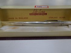 Boxed sterling silver Life long propelling pencil with Sterling silver life long- engraved