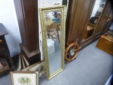 Modern rectangular gilt framed bevelled wall mirror