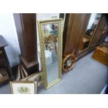 Modern rectangular gilt framed bevelled wall mirror