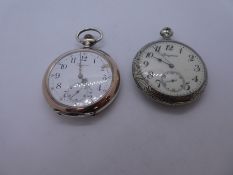 2 Longines pocket watches both plated and one marked Trypolli on the case with embossed design, AF