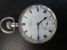 A Late 19th/Early 20th Century hallmarked silver pocket watch with an enamel dial, winds and ticks