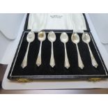 Cased set of six silver teaspoons, hallmarked Birmingham 1959 - William Adams ltd, gross weight 1.41