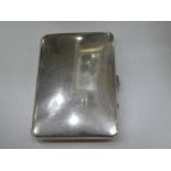 Silver cigarette case hallmarked Birmingham, 1945 Henry Williamson Ltd with gilt interior, Gross wei