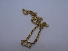 9ct yellow gold ladies belcher chain, marked 375, 7.4g