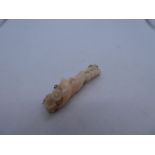 9ct oriental floral design , possibly coral, bar brooch, marked M.Bros 9K