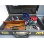 Of Bentley interest - Walnut Bentley desk tidy with Bentley Drivers club pen, Parker pens etc and co