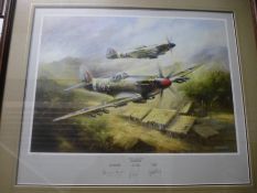 Framed and glazed signed limited edition print entitled 'Spitfire Final Action' Kota Tinggi - Malaya