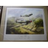 Framed and glazed signed limited edition print entitled 'Spitfire Final Action' Kota Tinggi - Malaya