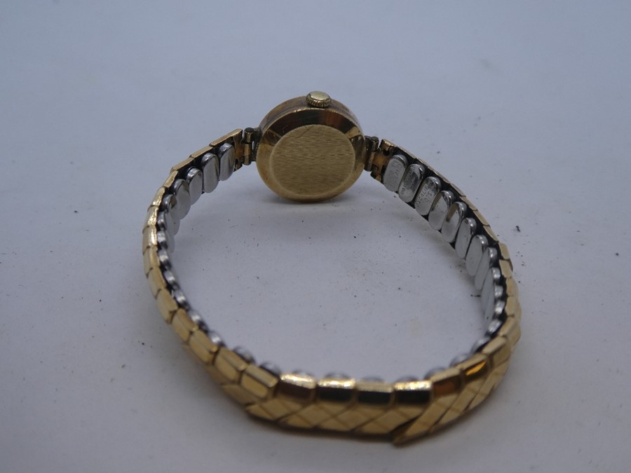 Vintage 9ct yellow gold  ladies 'Excalibur' 21 Jewel ladies wristwatch on rolled gold adjustable str - Image 7 of 7