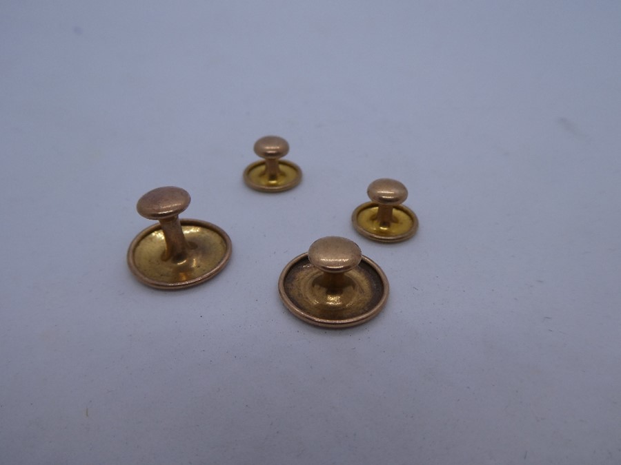 4 Gents 9ct yellow gold dress studs, marked 9ct, OP and SS, 3.2g - Image 3 of 3