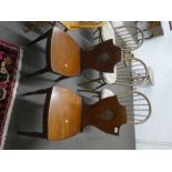 Pair of 19th Century mahogany shield back hall chairs with painted crests to back
