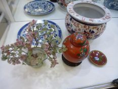 Chinese blue and white charger, Orange ground floral decorated ginger jar, cloisonné pot and dish et