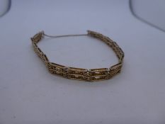 9ct yellow gold gatelink bracelet, 10.9g, marked 9ct