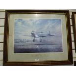 Framed and glazed signed limited edition print entitled ' First Flight of The Spitfire' 05.3.1936 si